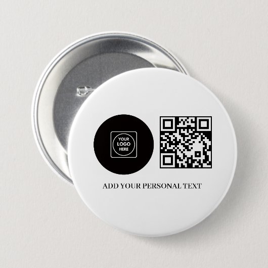 ビジネス ロゴ プロモーション QR コード テキスト ボタン 缶バッジ (正面&裏面)