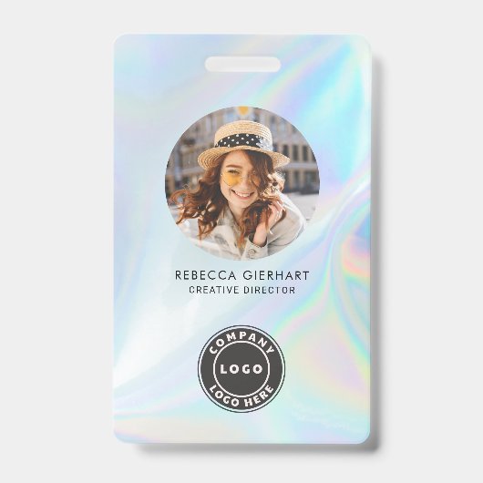 ビジネス ロゴ ホログラフィック 従業員 写真 ID カード バッジ (正面)