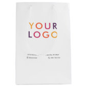 ビジネス ロゴ ホワイト ミディアムペーパーバッグ (正面)
