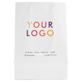 ビジネス ロゴ ホワイト ミディアムペーパーバッグ (裏面)