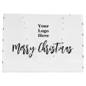 ビジネス ロゴ メリー クリスマス スクリプト ブラック & ホワイト ラージペーパーバッグ (裏面)