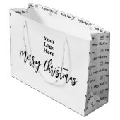 ビジネス ロゴ メリー クリスマス スクリプト ブラック & ホワイト ラージペーパーバッグ (裏面アングル)