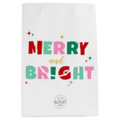 ビジネス ロゴ メリー & ブライト カラフル タイポグラフィ ミディアムペーパーバッグ (正面)