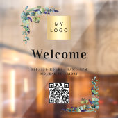 ビジネス ロゴ ユーカリ ウェルカム オープニング QR コード ウィンドウサイン (シート2)