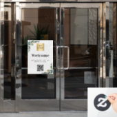 ビジネス ロゴ ユーカリ ウェルカム オープニング QR コード ウィンドウサイン (オフィスドア)