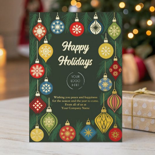 ビジネス ロゴ ヴィンテージ クリスマス オーナメント ゴールド 箔シーズンカード
