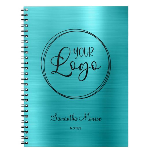 ビジネス ロゴ 偽ターコイズブルー箔 会議 ノートブック (正面)