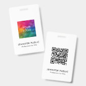 ビジネス ロゴ 名前と肩書き QR コード テンプレート バッジ (正面&裏面)