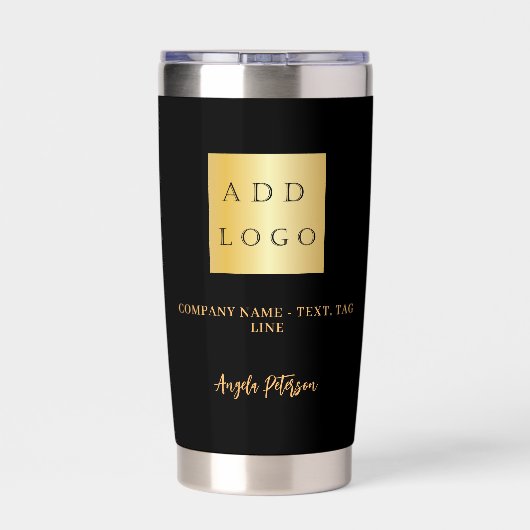 ビジネス ロゴ 名前 署名 黒 金 保温保冷タンブラー (背面)