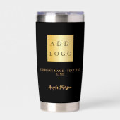 ビジネス ロゴ 名前 署名 黒 金 保温保冷タンブラー (正面)