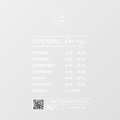 ビジネス ロゴ 営業時間 QR コード 透明 ウィンドウサイン (シート)