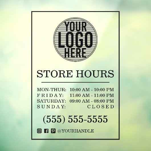 ビジネス ロゴ 店舗営業時間 ソーシャルメディア ウィンドウ クリン ウィンドウサイン (シート3)