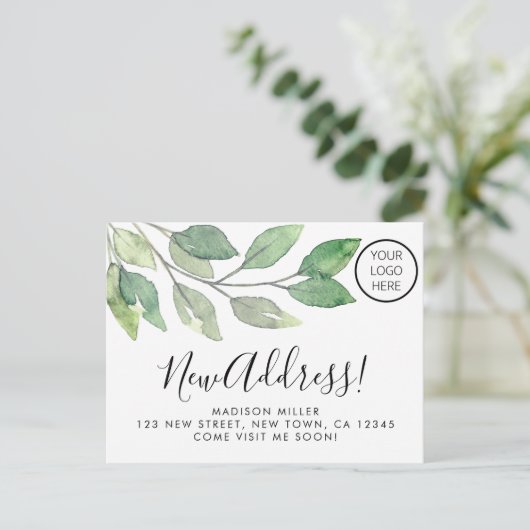 ビジネス ロゴ 新住所 移転のお知らせ 案内ポストカード (スタンド正面)