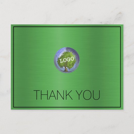 ビジネス ロゴ 緑の草のありがとう ポストカード (正面)