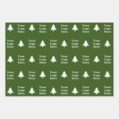 ビジネス ロゴ 緑 白 クリスマス ツリー パターン ラッピングペーパーシート (正面)