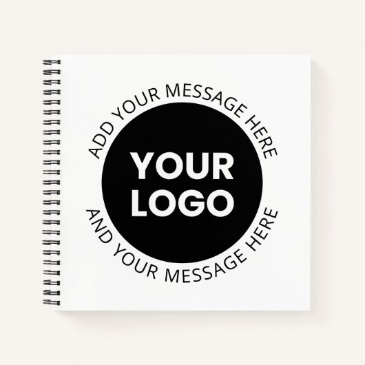 ビジネス ロゴ & 編集可能なテキスト  白 & 黒 ノートブック (正面)