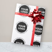 ビジネス ロゴ & 編集可能なテキスト  白 & 黒 ラッピングペーパー