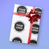 ビジネス ロゴ & 編集可能なテキスト  白 & 黒 ラッピングペーパー