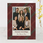 ビジネス ロゴ 赤格子柄 クリスマス 企業 写真 カード (黄色い花)