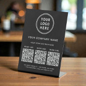 ビジネス ロゴ 3 QR コード ブラック 台座サイン