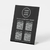 ビジネス ロゴ 4つのQRコード ブラック 台座サイン (正面)