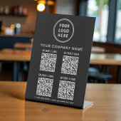 ビジネス ロゴ 4つのQRコード ブラック 台座サイン