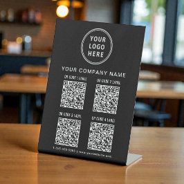 ビジネス ロゴ 4つのQRコード ブラック 台座サイン