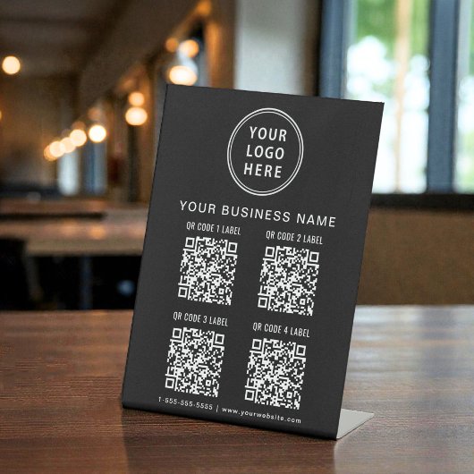 ビジネス ロゴ 4 QR コード ブラック 台座サイン