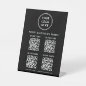 ビジネス ロゴ 4 QR コード ブラック 台座サイン (正面)