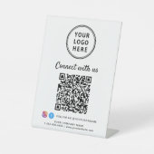 ビジネス ロゴ Connect With Us QRコードを作成 台座サイン (正面)