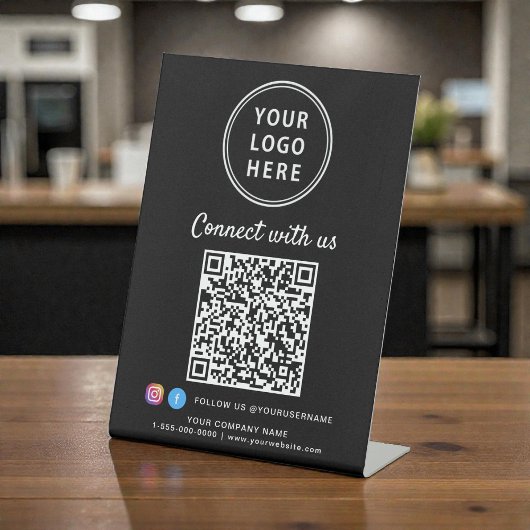 ビジネス ロゴ Connect With Us QRコードを作成 台座サイン