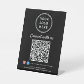 ビジネス ロゴ Connect With Us QRコード卓上ディスプレイ 台座サイン (正面)