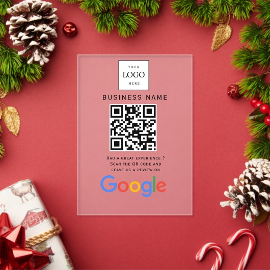 ビジネス ロゴ Google レビュー ウェブサイト スキャン アクリル招待状 (インサイチュ (クリスマス))