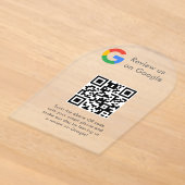 ビジネス ロゴ Google レビュー ウェブサイト スキャン アクリル招待状 (レイダウン)