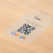 ビジネス ロゴ Google レビュー ウェブサイト スキャン アクリル招待状 (レイダウン)