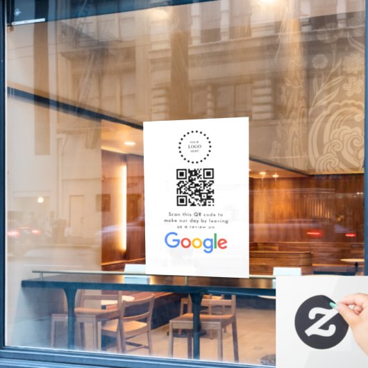 ビジネス ロゴ Google レビュー ウェブサイト スキャン ウィンドウサイン (カフェ窓)