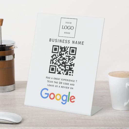 ビジネス ロゴ Google レビュー ウェブサイト スキャン 印刷 台座サイン (インサイチュ)
