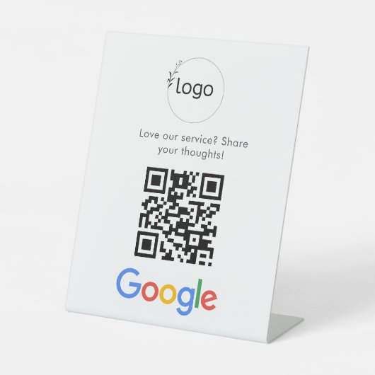 ビジネス ロゴ Google レビュー ウェブサイト スキャン 印刷 台座サイン (正面)