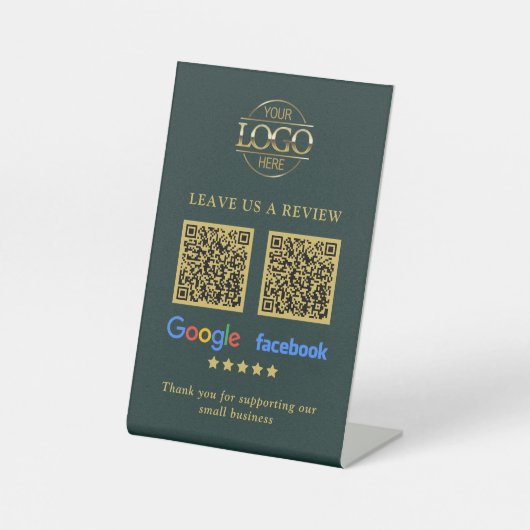 ビジネス ロゴ Google & Facebook レビュー QR コード ページ 台座サイン (正面)