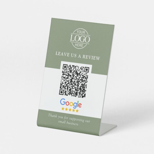 ビジネス ロゴ Google & Facebook レビュー QR コード 台座サイン (正面)
