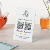 ビジネス ロゴ Google & Facebook レビュー QR コード 台座サイン (インサイチュ)