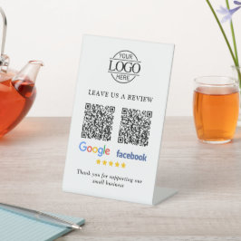 ビジネス ロゴ Google & Facebook レビュー QR コード 台座サイン