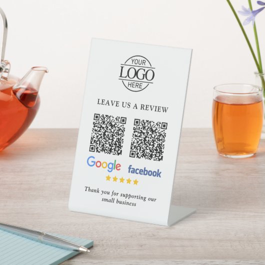 ビジネス ロゴ Google & Facebook レビュー QR コード 台座サイン (インサイチュ)
