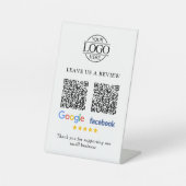 ビジネス ロゴ Google & Facebook レビュー QR コード 台座サイン (正面)