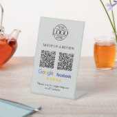 ビジネス ロゴ Google & Facebook レビュー QR コード 台座サイン (インサイチュ)