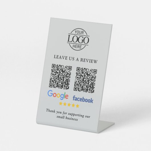 ビジネス ロゴ Google & Facebook レビュー QR コード 台座サイン (正面)