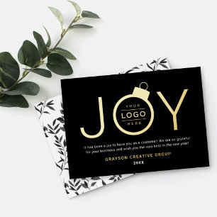 ビジネス ロゴ Joy オーナメント ブラック ゴールド 箔シーズンカード