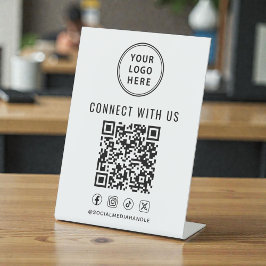 ビジネス ロゴ QRコード卓上スタンド 台座サイン