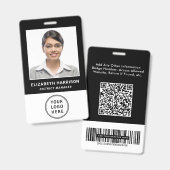 ビジネス ロゴ QRコード バーコード 従業員 写真 ID バッジ (正面&裏面)