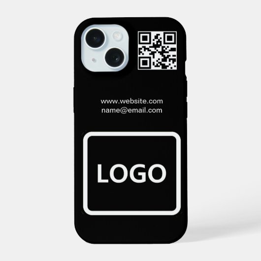 ビジネス ロゴ QRコード ブランディング シンプル iPhoneケース iPhone 15ケース (裏面)